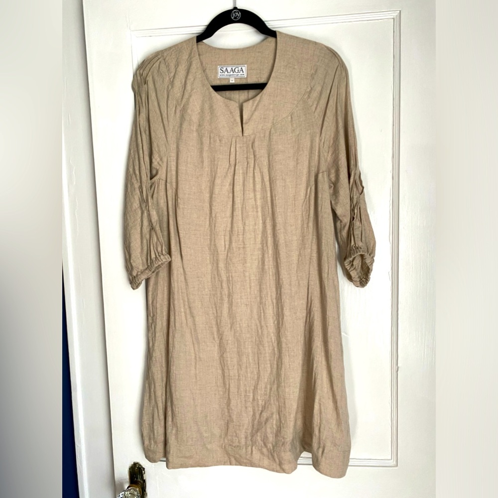 Tan linen dress/ bought in Finland